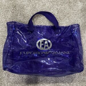 Emporio Armani Shiny Blue Tote Bag
